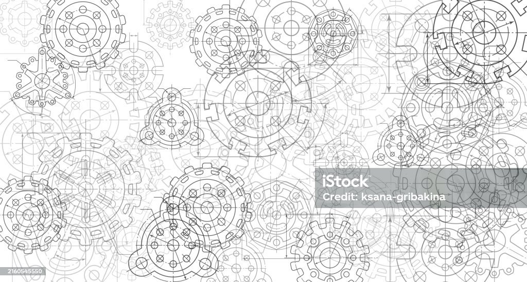 Engineering Industrial Background From Technical Drawing Elements ...