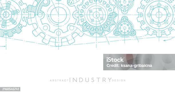 Engineering Industrial Background From Technical Drawing Elements ...