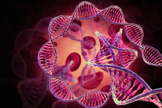 istock Visual concept of DNA structure on scientific background. 3d illustration 2160548612