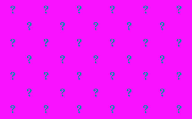 Pattern of mint green question marks on orchid pink background