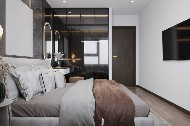 istock Modern Bed room Interior Through Luxurious and Unique Thoughts 2160552292