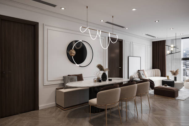 istock Modern Dining Cum Living Place View Where Used Modern Touches and Elevated Chic Stuff 2160552556
