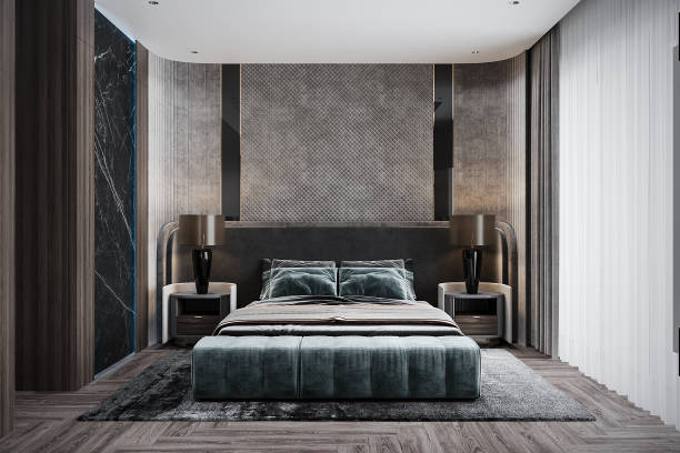 istock 3D View From Classic Bedroom Where Used Exclusive Bed, Stuff, White Wall Ceiling In Interior Design 2160552806