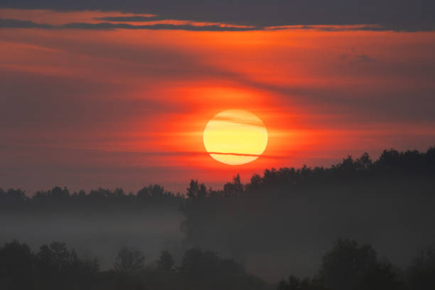 summer evening, sunset in yellow, orange and pink with clouds, background