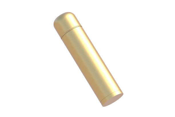 istock Golden thermo flask isolated on white background. 3d render 2160558354