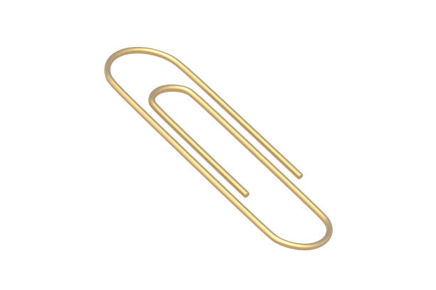 istock Golden paper clip isolated on white background. 3d render 2160558358