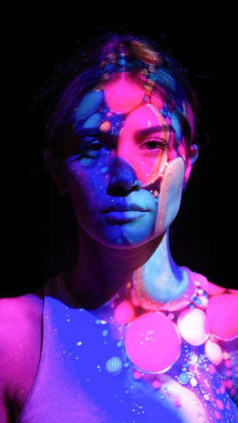 istock Abstract lights on a woman's face 2160558422