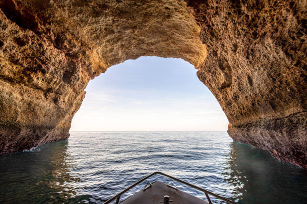 istock View from inside the Dark or Echo Cave, Carvoeiro, Algarve, Portugal 2160558430