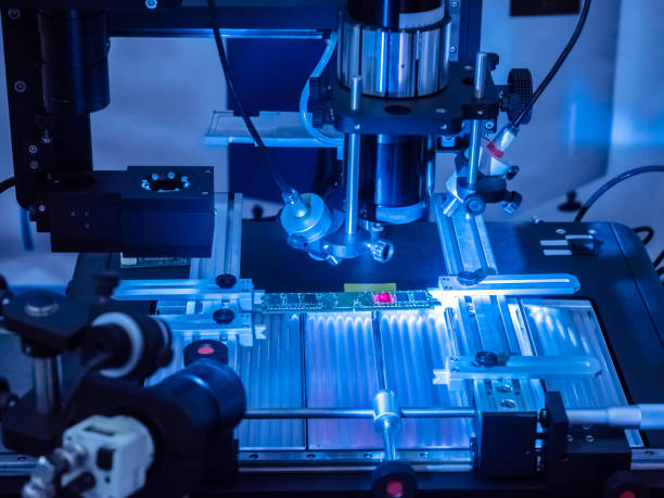 istock Installation for testing chips. Innovative equipment. Production of electronic boards. 2160564481