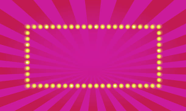 Game show light background retro illustration vector graphic image clip art, blank casino prize text frame copy space with pink purple rays modern design, adult party banner