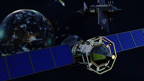 istock blue satellites in orbit around the Earth 2160566249