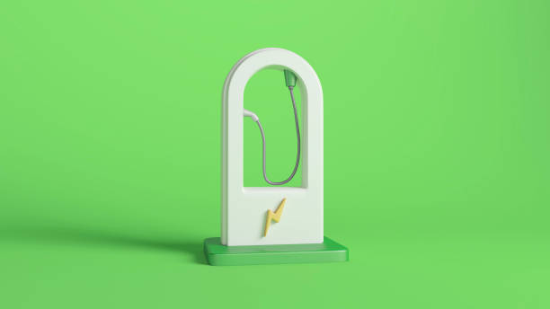istock Electric Vehicle Charging Station on Green Background 2160567648