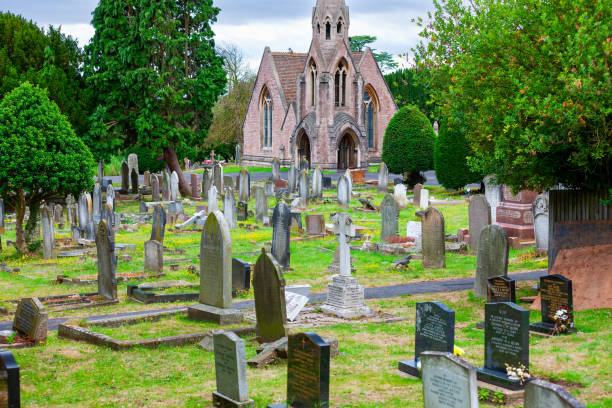 Weston-super-Mare, United Kingdom - July 4, 2010 : Milton Cemetery and the Church of England Chapel. Old burial ground for Statesmen and residents of the area.