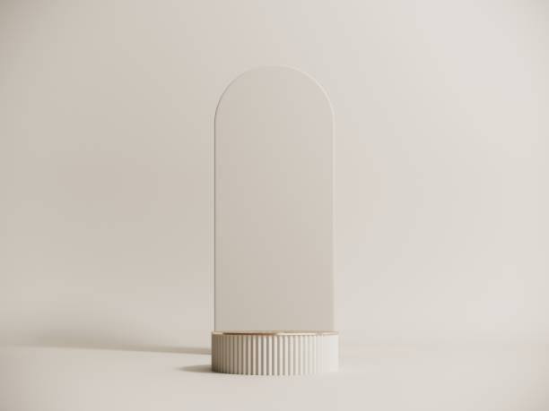 istock 3d render of podium, display. Stylish aesthetic light banner. 2160572102