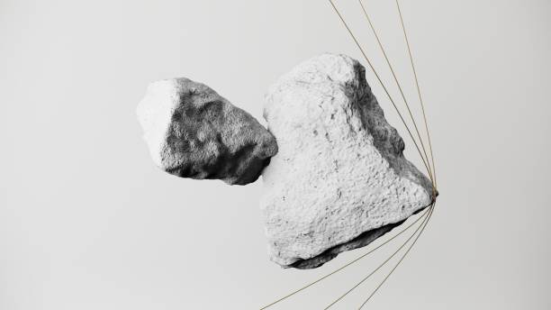 istock 3d render, abstract white background, colorful crystals and rock stone, broken cobblestone levitating. 2160572169