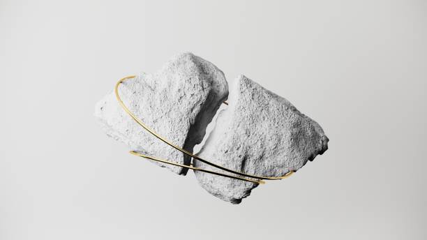 istock 3d render, abstract white background, colorful crystals and rock stone, broken cobblestone levitating. 2160572170