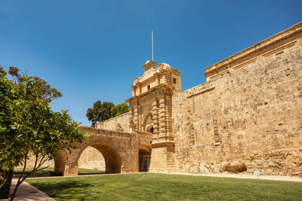 Entrance bridge and gate to Mdina, Malta.