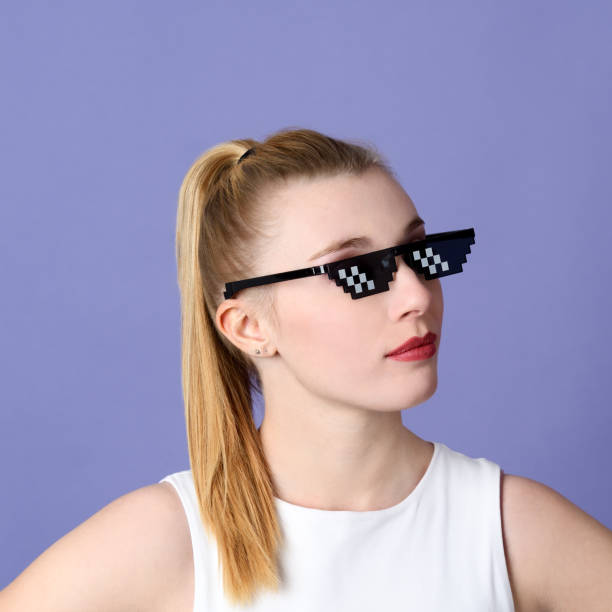istock Pretty blond woman in pixel glasses 2160574199