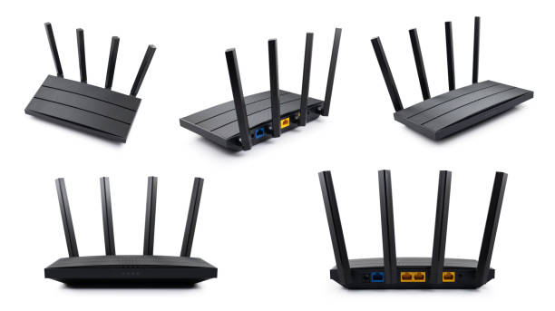 istock Set with modern Wi-Fi routers on white background 2160575849