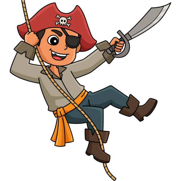 istock Pirate Swinging Cartoon Colored Clipart 2160579037