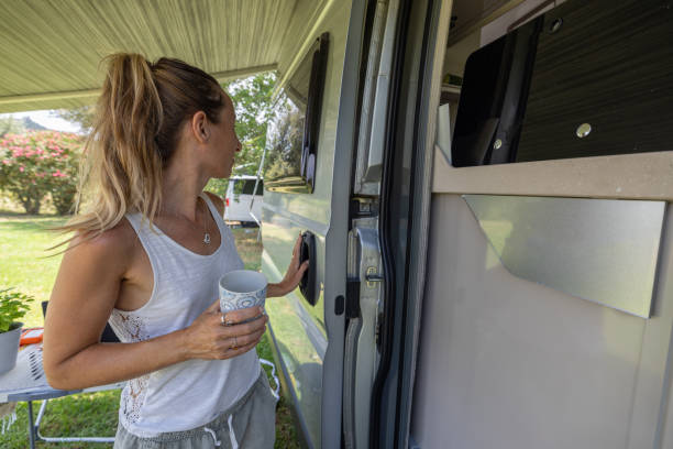 istock Relaxing with Coffee by the Campervan 2160582211