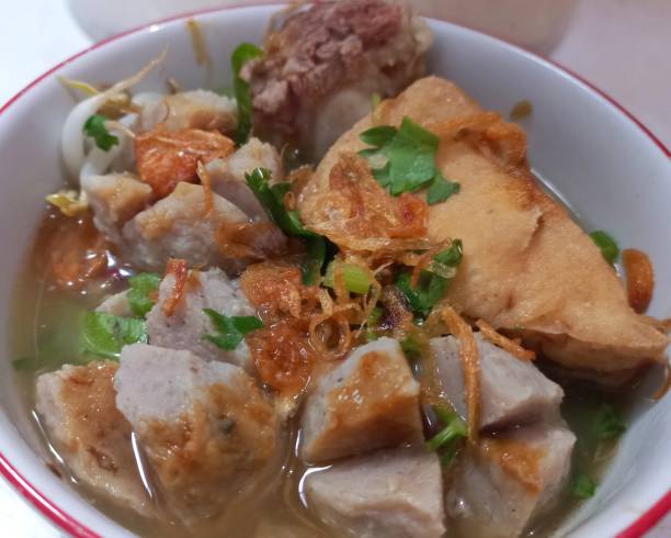 istock Meatball soup  from Indonesia called bakso or baso that made by  meat paste with savory flavor homemade| Traditional streets food 2160583210