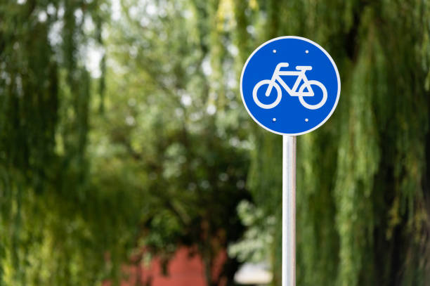 istock Bicycle lane traffic sign 2160585187
