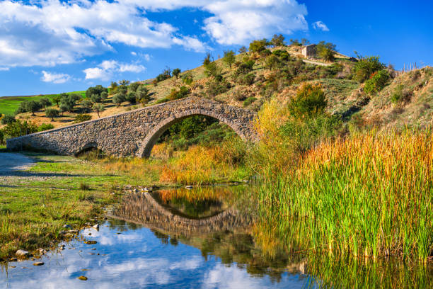 Troina, Italy at Ponte di Failla medieval bridge.