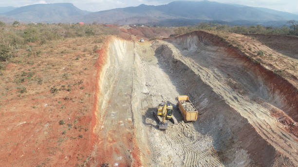 construction with heavy equipment drone footage imges