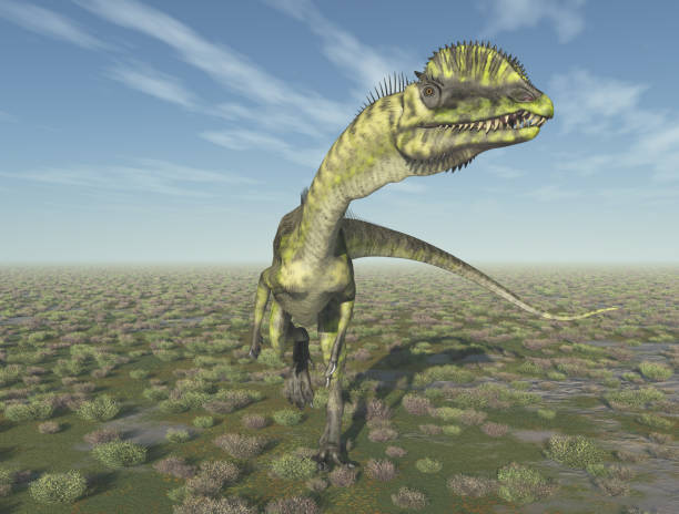 istock Dinosaur Dilophosaurus in a landscape 2160588982