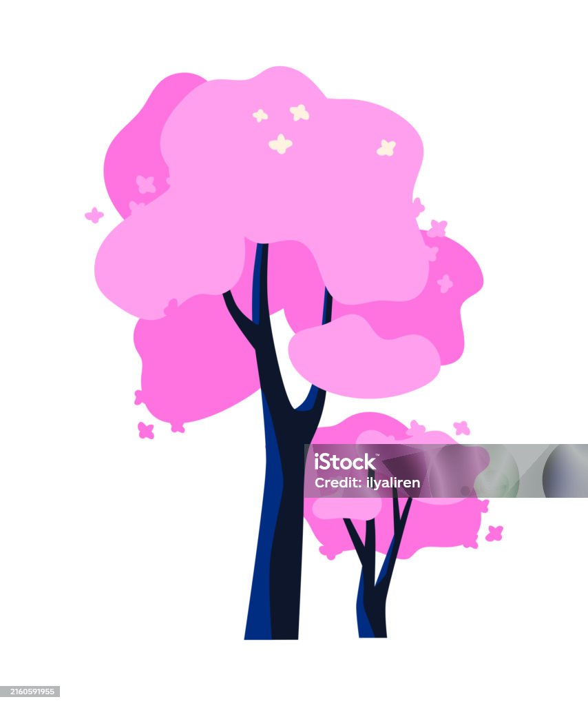 Spring Trees Modern Flat Design Style Single Isolated Image Stock ...