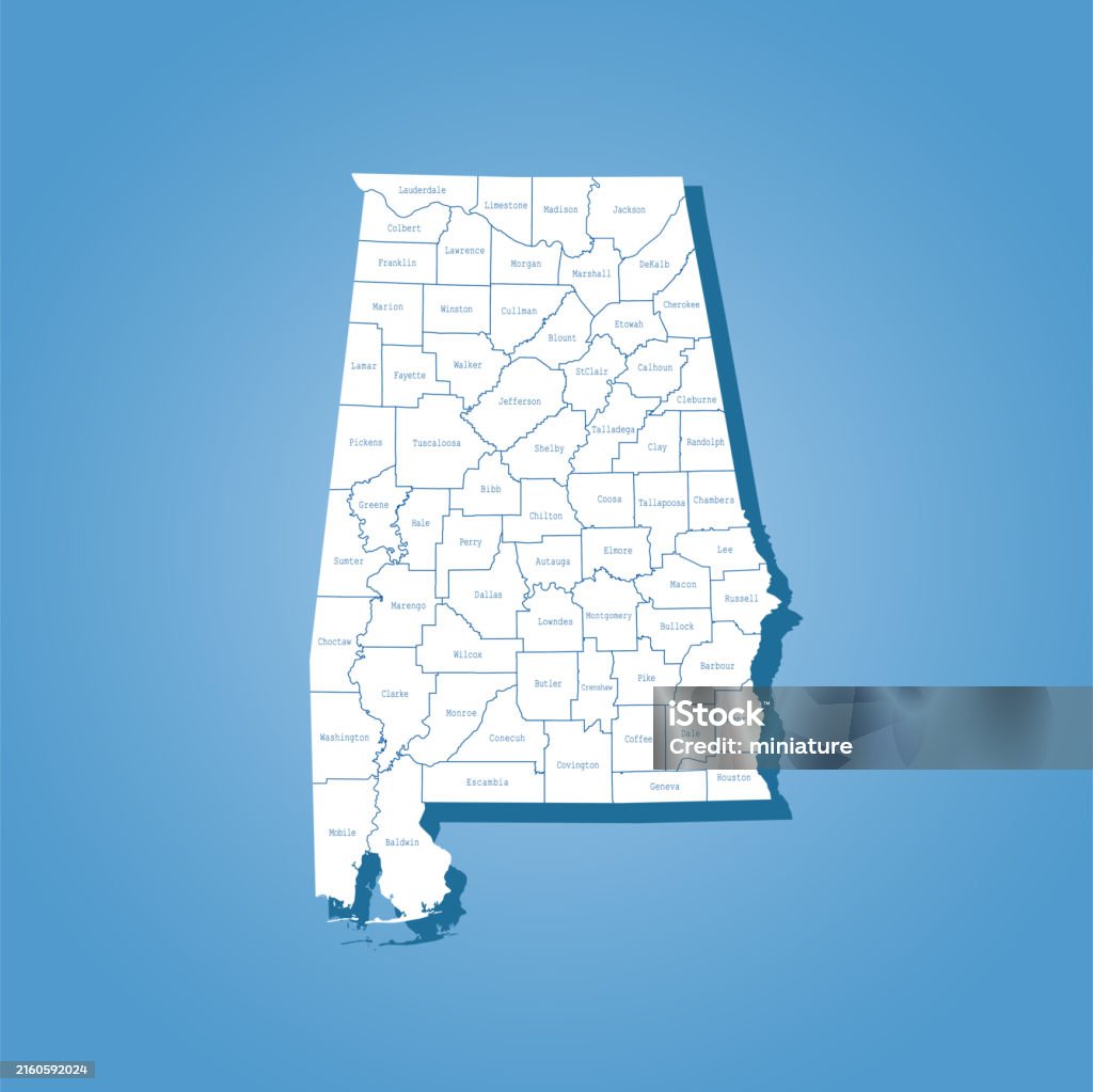 Al Map Vector Alabama Map Stock Illustration - Download Image Now - Abstract, Alabama ...