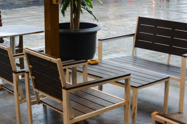 istock Tables and chairs and ashtrays 2160593050
