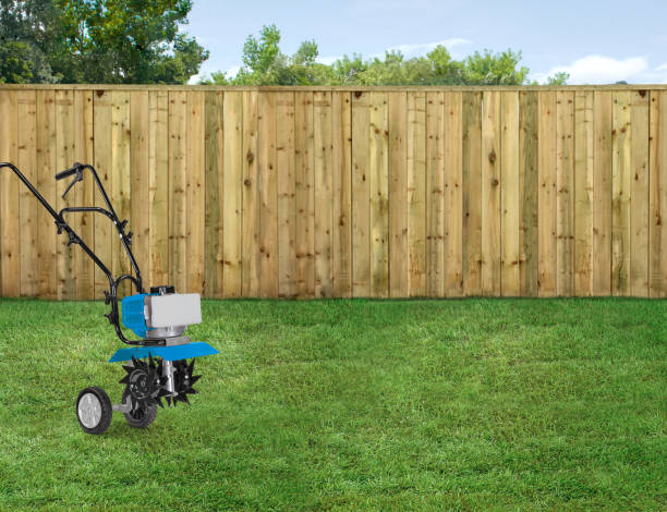 istock Portable garden tiller and in a backyard 2160597948