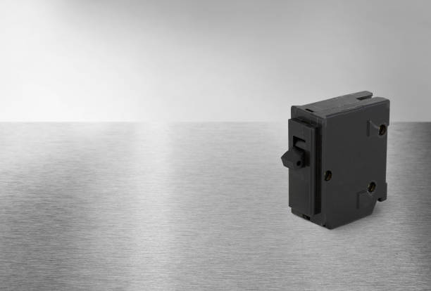 istock Black circuit breaker on a metal background 2160598133