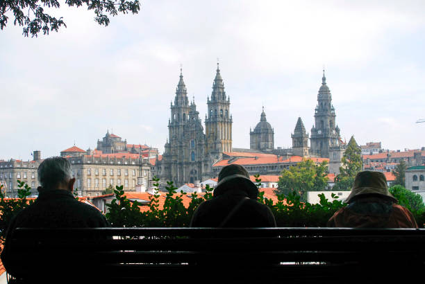 Santiago de Compostela, Galicia, Spain. View of the cathedral of Santiago de Compostela from Alameda Park