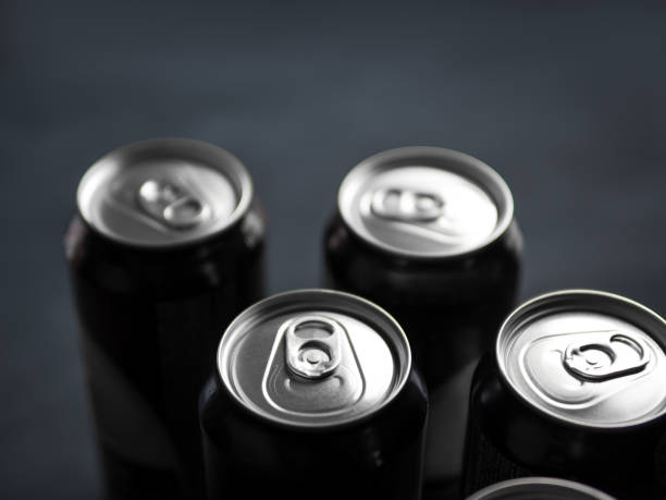 istock Aluminum black cans on the table 2160598355