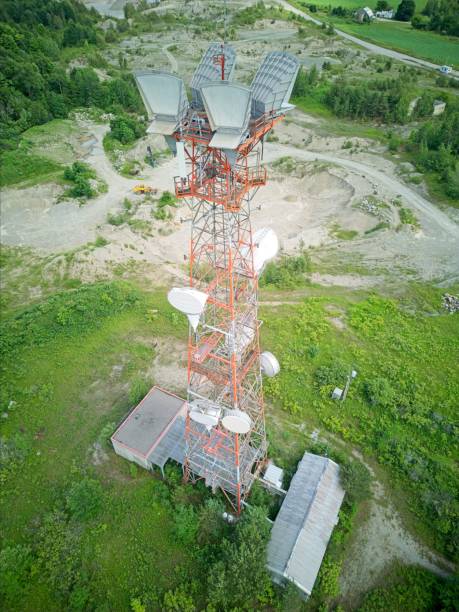 Aerial View of a Remote Telecommunications Relay Tower