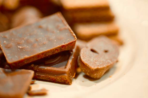 istock Delicious chocolate pieces made from high-quality cocoa. 2160601923