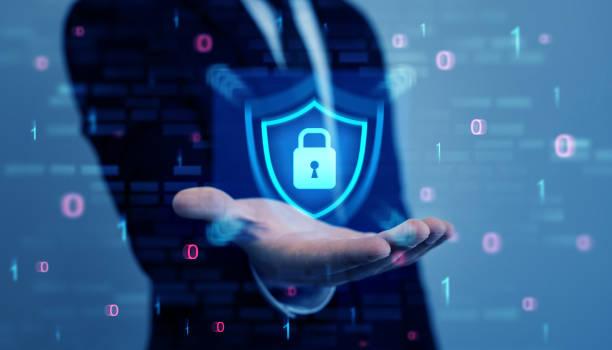 istock Businessman protecting personal data information.Cyber security protection concept. Protecting herself from cyber attacks and personal data.Portection data access. 2160605099