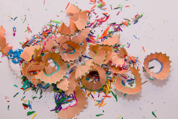 istock Colorful Pencil Shavings On A White Background 2160605650