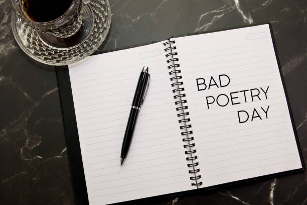 Celebrating Bad Poetry Day with Notebook, Pen and Coffee