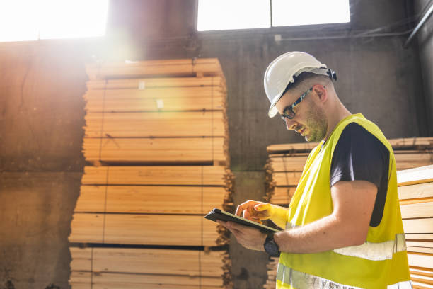 istock Efficient warehouse inventory management in the wood industry. 2160607031