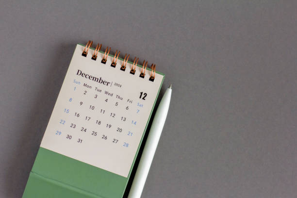 istock December calendar for 2024 on a gray background. 2160607052