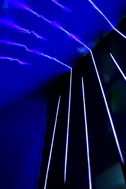 istock Red, blue and white led lights background 2160612351