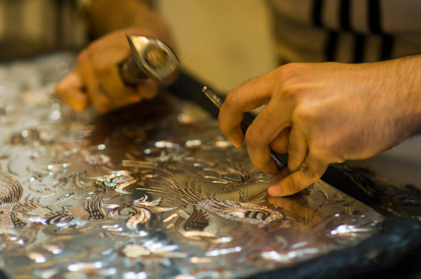 copper carving handcrafted decoration product making