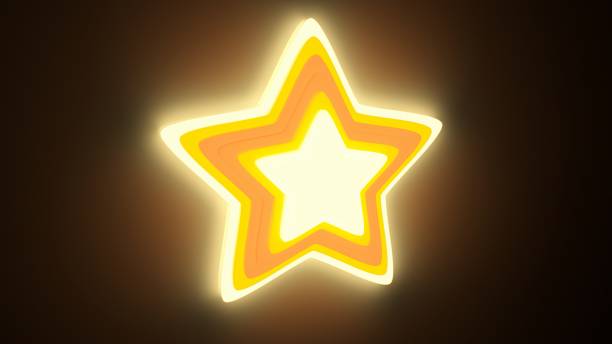 Beautiful 3D Star Shaped Light Glowing Bright Yellow Gold Neon Colors - Abstract Background Texture