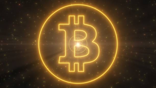 istock Bitcoin Cryptocurrency Logo Shape Outline Glowing Neon Lights Tunnel - Abstract Background Texture 2160616140