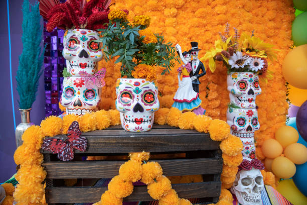 istock Catrina skull surrounded by flowers 2160616433