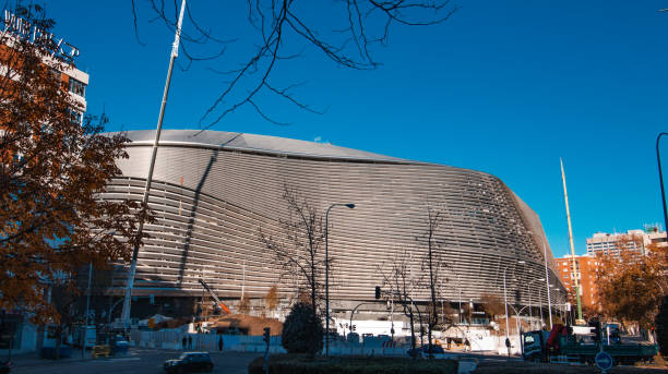 Madrid, Spain. 16th December 2023. Photography of the new exteriors of the remodeled Santiago Bernabeu Stadium.